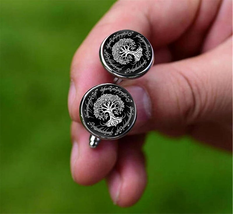 Vkooer Cufflinks For Men, White Tree Cufflinks Wedding Christmas Tree of Life Cuff Links Gift For Men Father Dad Husband - Image 2